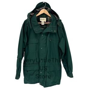 Eddie Bauer Hooded Jacket Chore Barn Coat Parka Mens M Plaid Wool Lined Field
